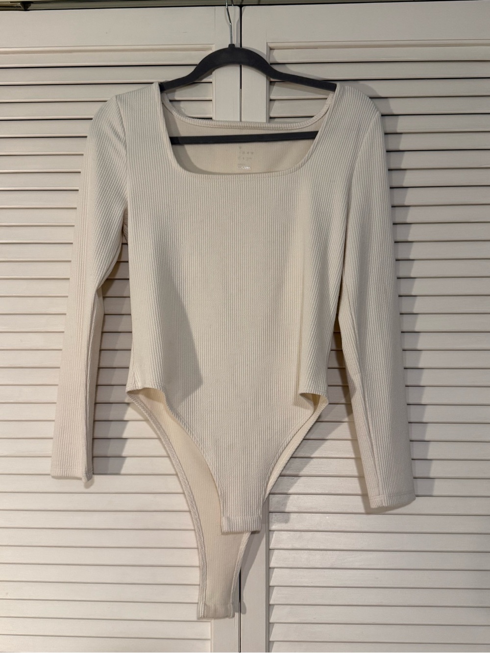 a new day Cream Ribbed Square Neck Long Sleeve Bodysuit